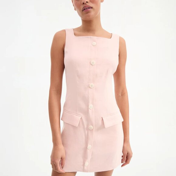 Veronica Beard Evan Linen Mini Dress | Pink Shell | Size 16